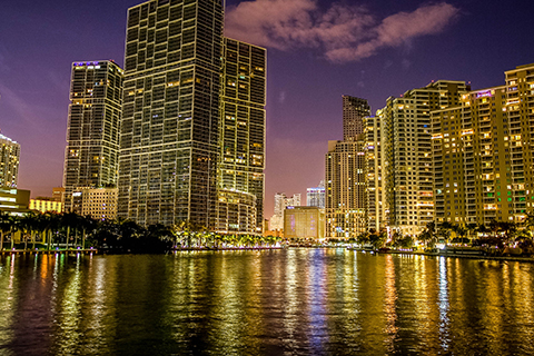 A stock photo of skyscrapers in Brickell area of Miami, Florida.