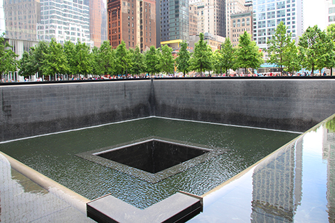 A stock photo of the 911 Memorial in New York, New York.
