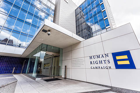A stock photo of the Human Rights Campaign building.